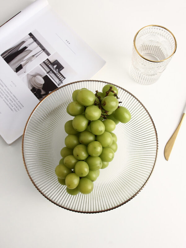 Tall Striped Glass Fruit Bowl - Image 4