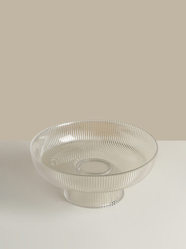 Tall Striped Glass Fruit Bowl - Image 2